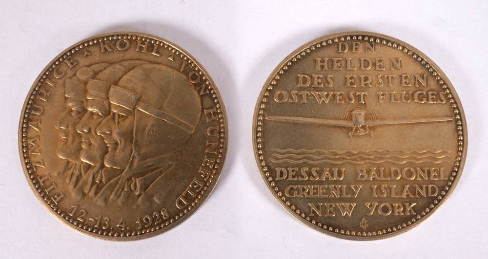 1928 First East West Transatlantic Flight, Baldonnel to Greenly Island bronze medal. at Whyte's Auctions