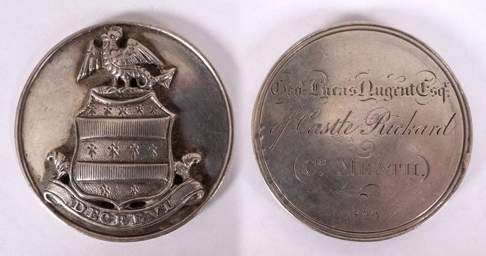1820 George Lucas Nugent silver medal. at Whyte's Auctions