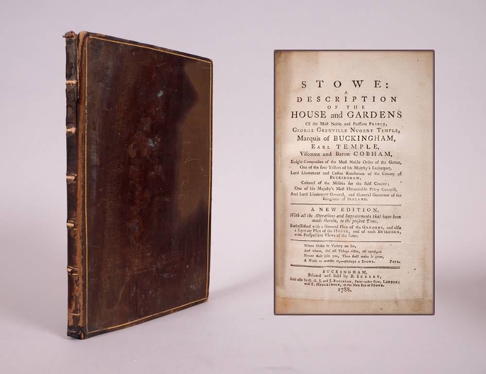 1788. Stowe A Description of The House and Gardens at Whyte's Auctions