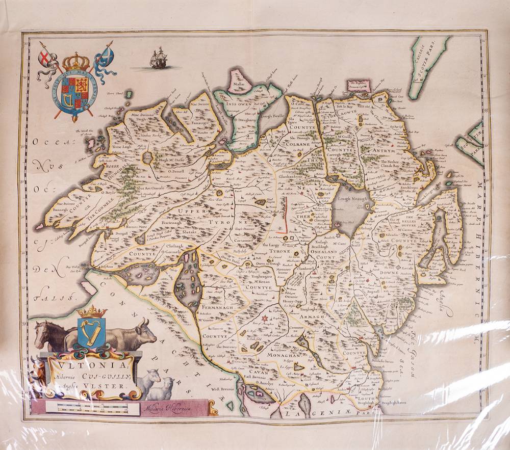 17th Century Map of Ulster by Joan Blaeu (1596-1673) at Whyte's Auctions