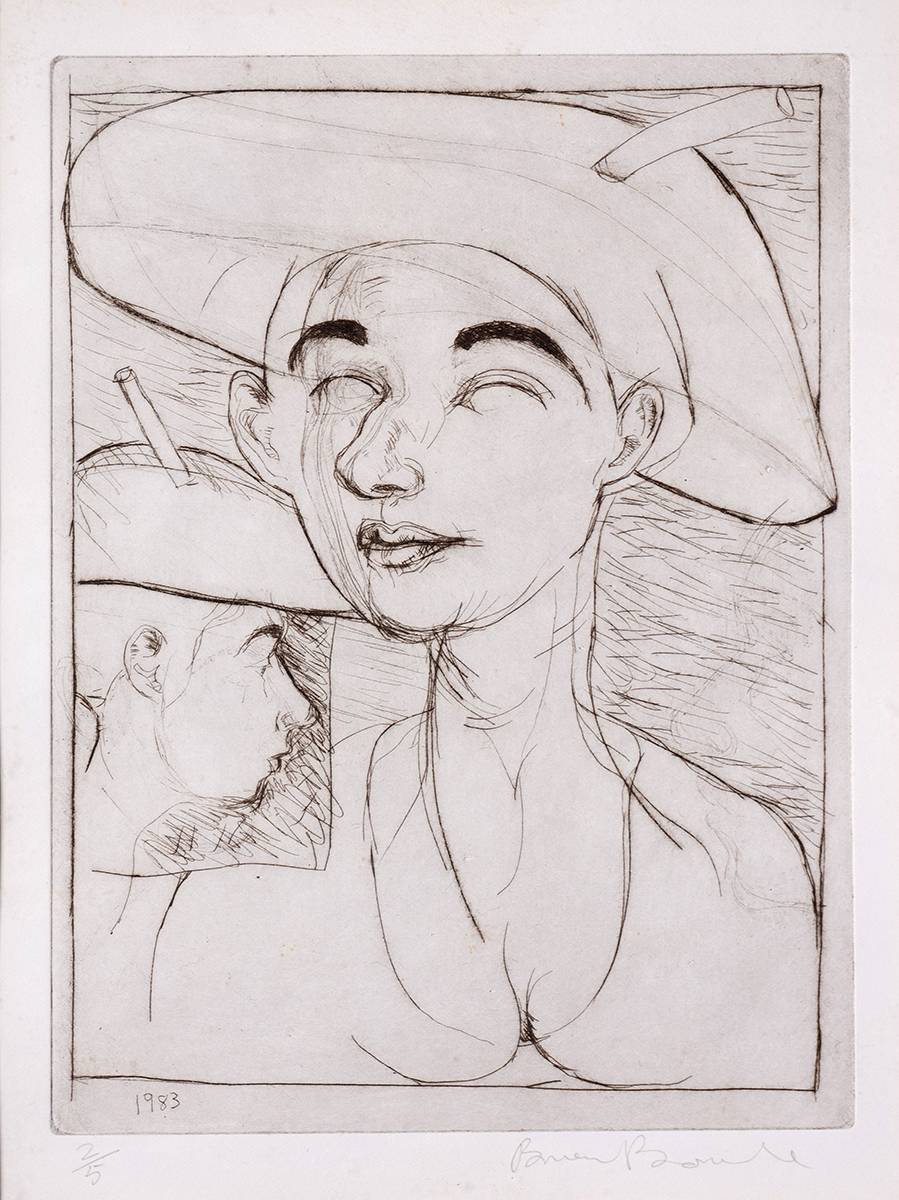 WOMAN WITH HAT, 1983 by Brian Bourke sold for 130 at Whyte's Auctions