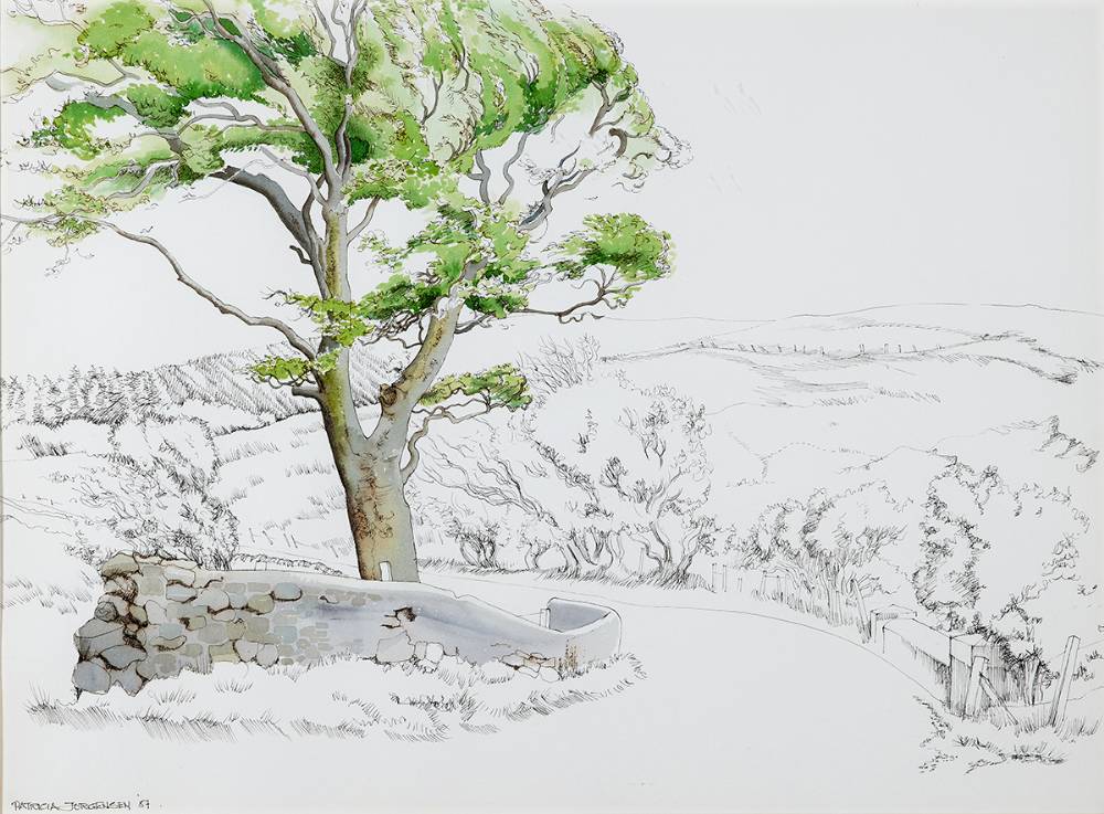 TREE IN A LANDSCAPE, 1987 by Patricia Jorgensen (b.1936) at Whyte's Auctions