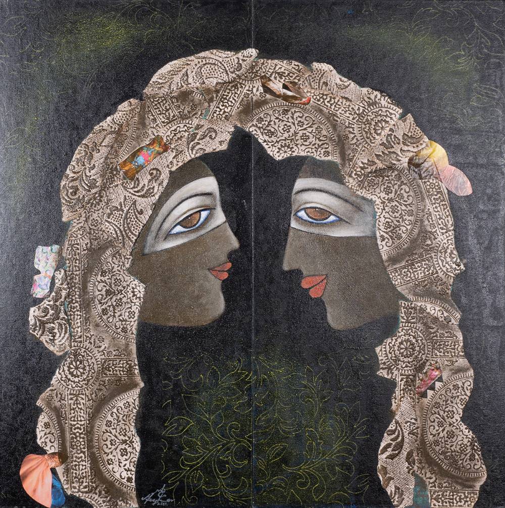 UNTITLED (TWO HEADS BLACK), 2012 by Mahzer Nizar (Yemeni) at Whyte's Auctions