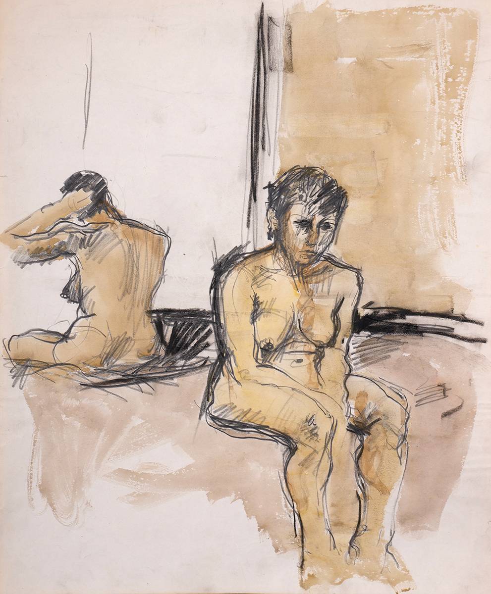 FIGURE STUDIES (A PAIR) by Brian Bourke sold for 200 at Whyte's Auctions