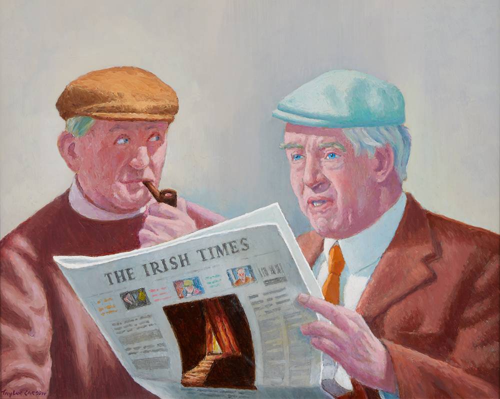 DISCUSSING THE NEWS by Robert Taylor Carson sold for 1,100 at Whyte's Auctions