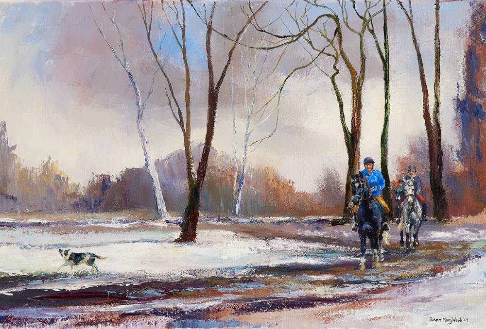HORSES EXERCISING IN WINTER LANDSCAPE, 2009 by Susan Mary Webb (b.1962) at Whyte's Auctions