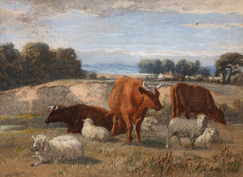 CATTLE AND SHEEP by Alfred Grey RHA (1845-1926) at Whyte's Auctions