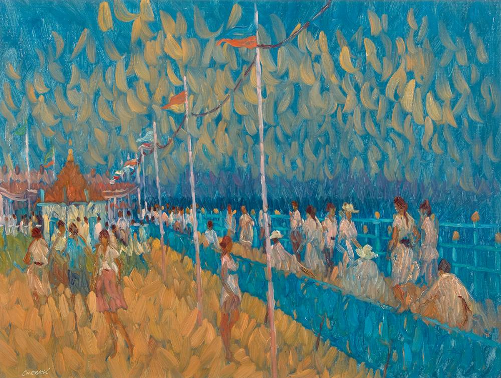 VISITORS ON BRAY PROMENADE, 1983 by Desmond Carrick RHA (1928-2012) at Whyte's Auctions