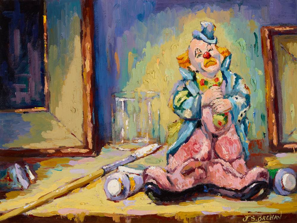 STILL LIFE WITH CLOWN FIGURE by James S. Brohan sold for 1,400 at Whyte's Auctions