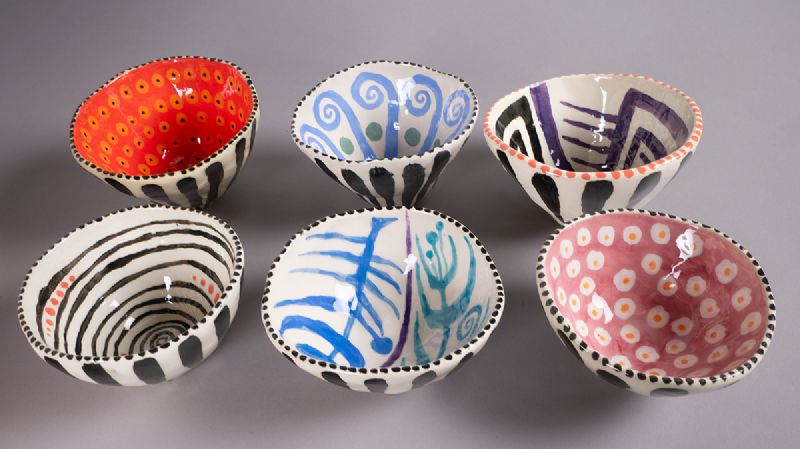 PINCH POT ICE CREAM BOWLS, 2006-08 (SET OF SIX) by John ffrench (1928 - 2010) at Whyte's Auctions