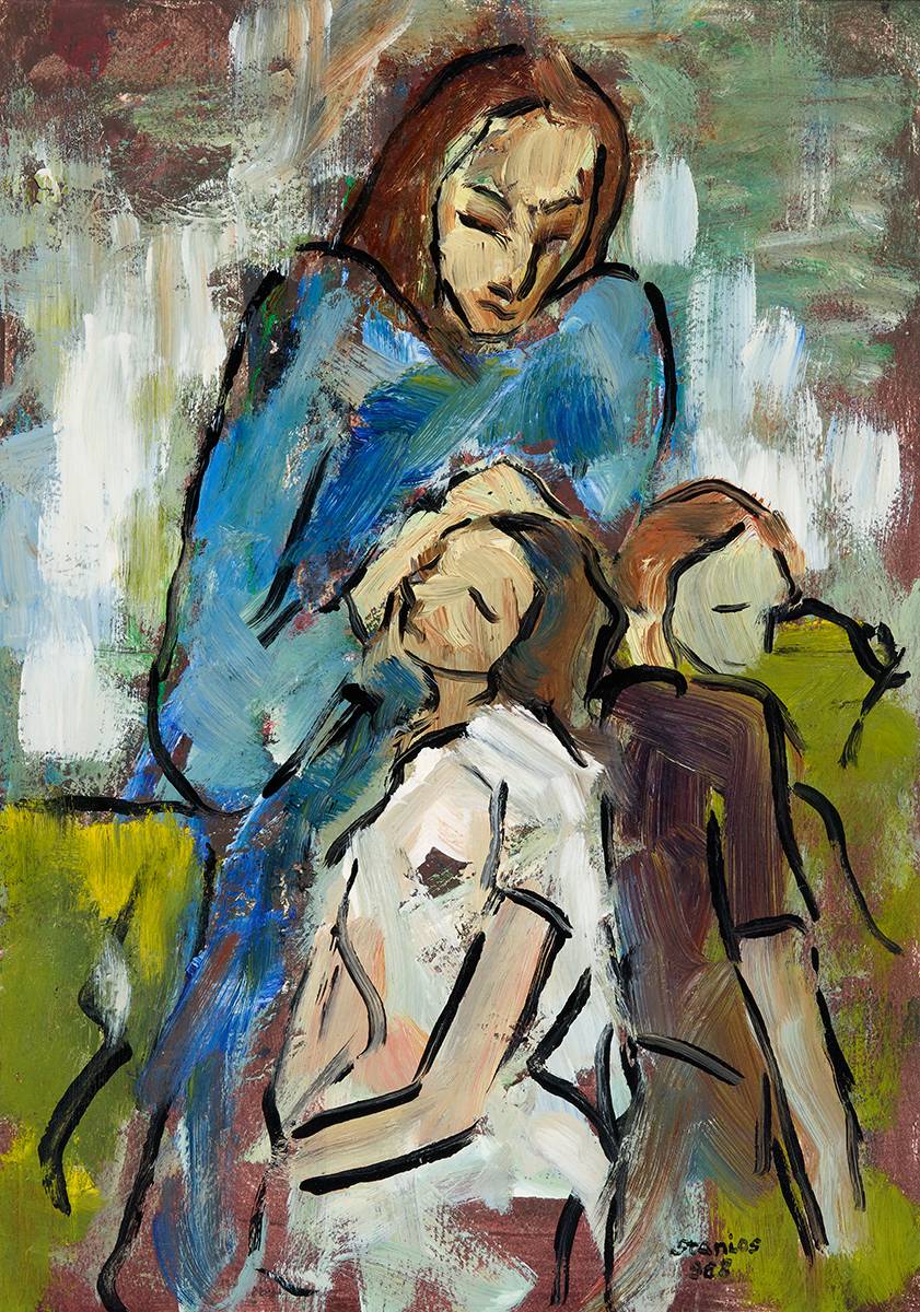 WOMAN WITH TWO CHILDREN, 1968 by Josip Stanic Stanios (Croatian, b. 1943) at Whyte's Auctions