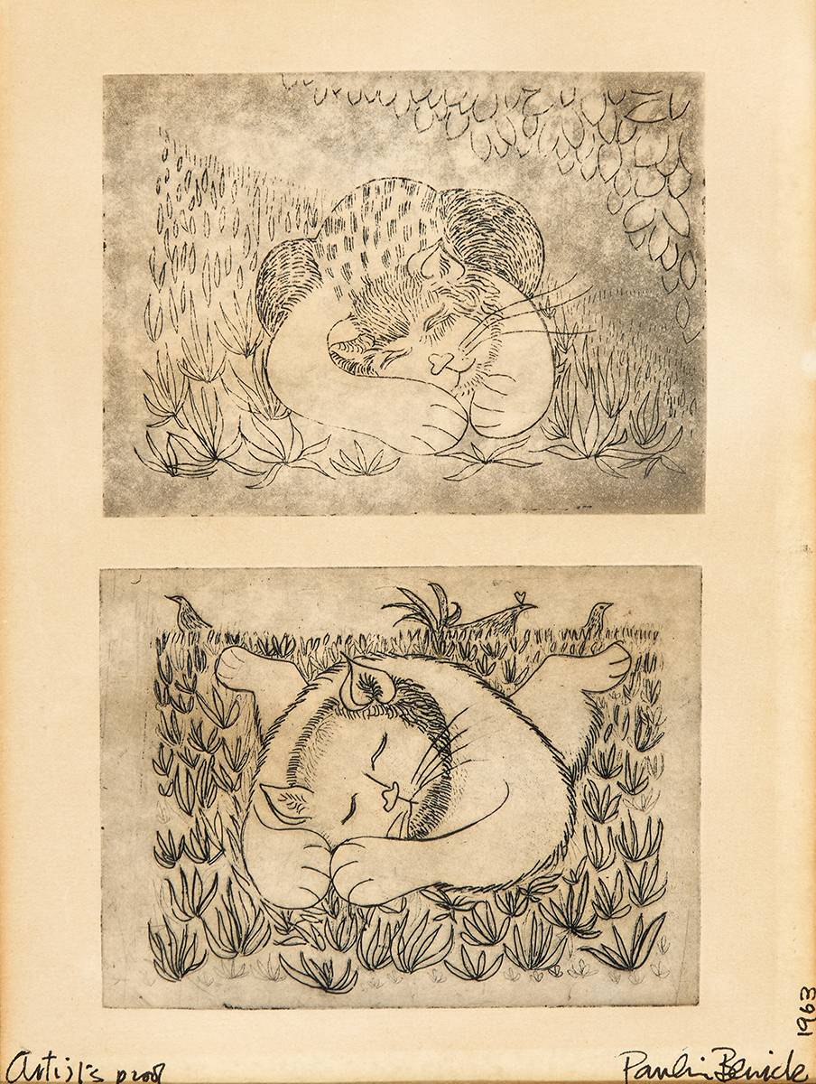 SLEEPING CAT [A PAIR ON SINGLE SHEET], 1963 by Pauline Bewick sold for 240 at Whyte's Auctions