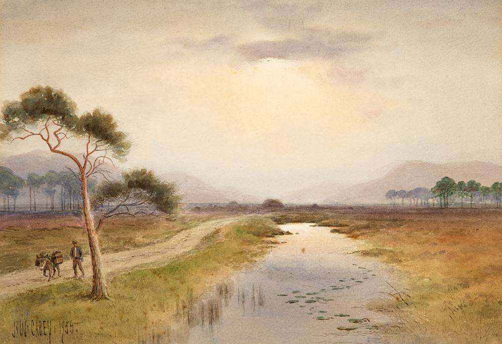 BOG SCENE WITH FIGURE AND DONKEY, 1935 by Joseph William Carey RUA (1859-1937) at Whyte's Auctions