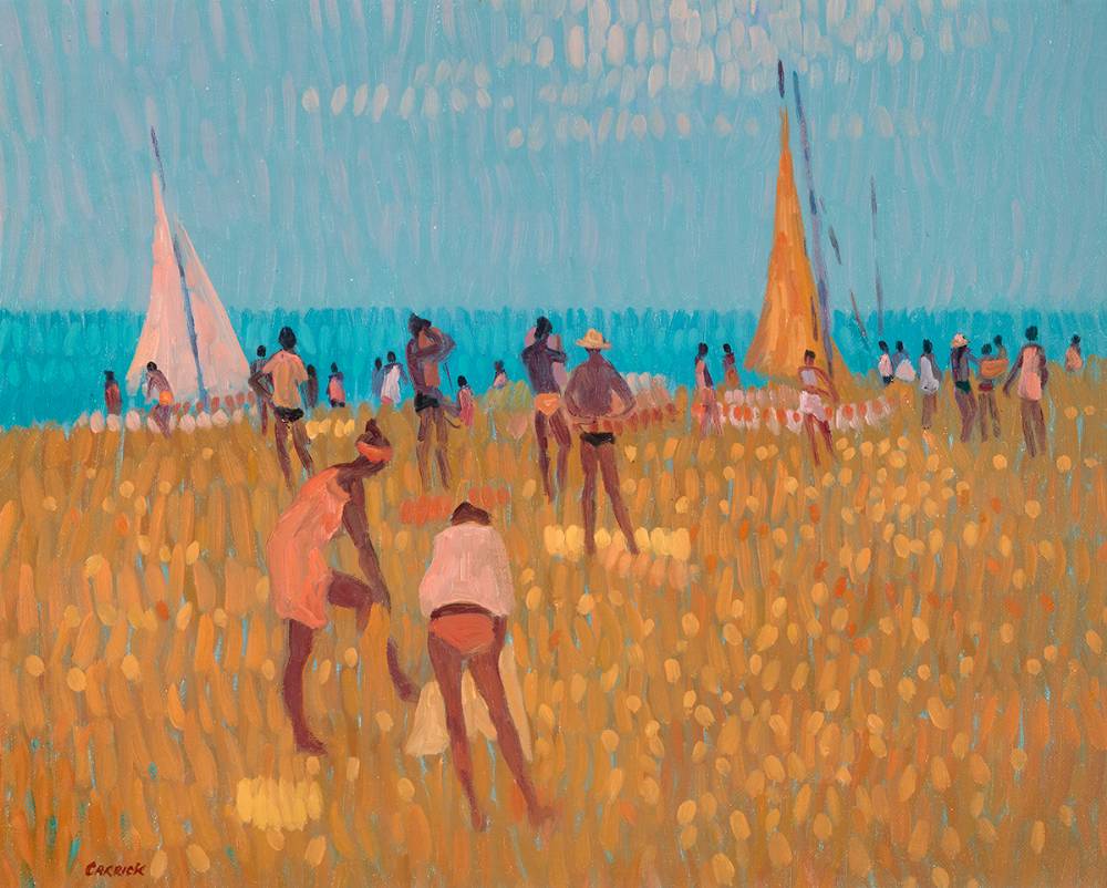 SAILING DINGHIES ON BURRIANA BEACH, NERJA, SPAIN by Desmond Carrick RHA (1928-2012) at Whyte's Auctions
