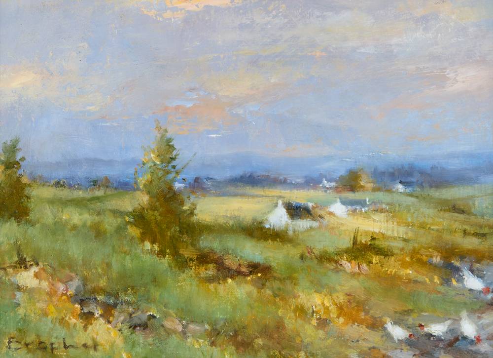 COTTAGES IN A LANDSCAPE by Elizabeth Brophy sold for 380 at Whyte's Auctions