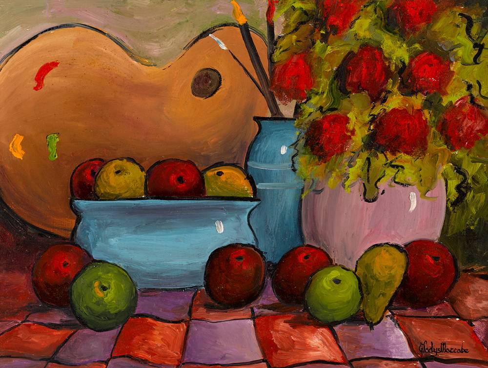 STILL LIFE WITH FRUITS AND FLOWERS by Gladys Maccabe MBE HRUA ROI FRSA (1918-2018) at Whyte's Auctions