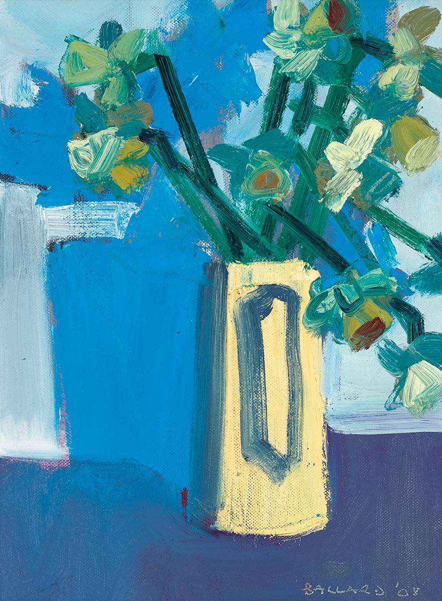 STILL LIFE WITH DAFFODILS AND JUG, 2008 by Brian Ballard RUA (b.1943) at Whyte's Auctions
