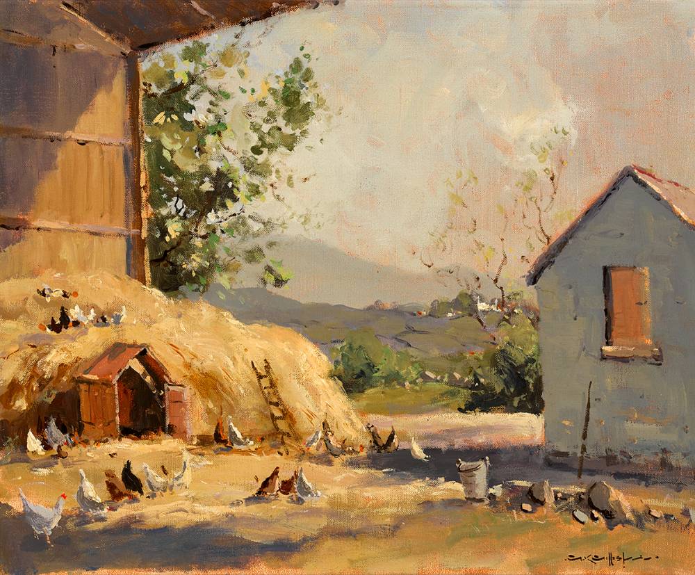 BARNYARD SCENE, WEST OF IRELAND by George K. Gillespie RUA (1924-1995) at Whyte's Auctions